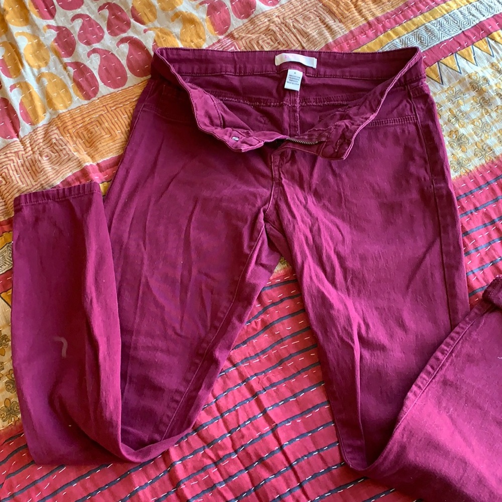 Burgundy skinny jeans size 6